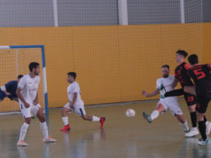 Un momento del partido entre el Ablitas FS y el Aspil Jumpers Ribera Navarra