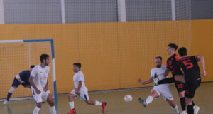 Un momento del partido entre el Ablitas FS y el Aspil Jumpers Ribera Navarra