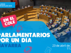 Cartel del Pleno organizado por Aldeas Infantiles y Parlamento de Navarra
