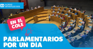 Cartel del Pleno organizado por Aldeas Infantiles y Parlamento de Navarra