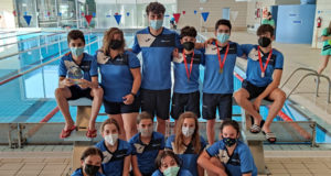 El equipo Alevín de natación de la SDR Arenas