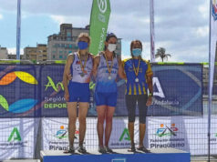 Belén Sánchez, del Ebrokayak, en el podium en Sevilla. Piragüismo