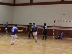 Celebración del gol de Antonio (GCH-Garbayo Chivite Cintruenigo FS)