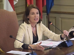 Mari Carmen Forcada ya es hija predilecta de Tudela La concejal de Navarra Suma Irene Royo durante una intervención en el pleno del ayuntamiento de Tudela