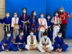 Algunos de los benjamines del Ribera Navarra de Judo que acudieron a Mendillorri