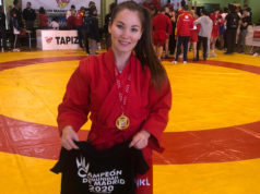 La deportista del Judo Club Ribera Navarra, Mariya Kirbizekhova, medalla de oro en el campeonato de Madrid de Lucha Sambo