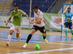 Un momento del partido entre el Palma Futsal y el Aspil Jumpers Ribera Navarra
