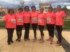 Un nutrido grupo de mujeres de la Ribera participó en la «Marea Rosa» de Zaragoza
