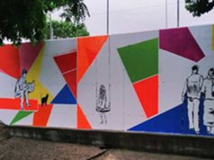 Alumnos de Argía Ikastola distintos colectivos de Fontellas decoran el nuevo mural del centro educativo