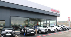 Marta Aramburu y Jorge Gallego, de Nissan Unsain Motor, en Fontellas