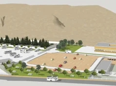 Recreación de la Escuela Museo de las Bardenas junto al nuevo área de autocaravanas y centro BTT de la localidad