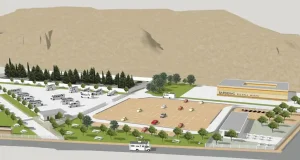 Recreación de la Escuela Museo de las Bardenas junto al nuevo área de autocaravanas y centro BTT de la localidad
