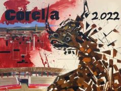 Albert Sesma pinta el cartel del 175 aniversario de la Plaza de Toros de Corella