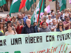 Delegados sindicales de ELA se manifiestas por un futuro laboral digno en la Ribera