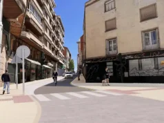 La calle San Marcial de Tudela permanecerá cerrada al tráfico hasta fiestas Recreación de la obra en la calle San Marcial de Tudela